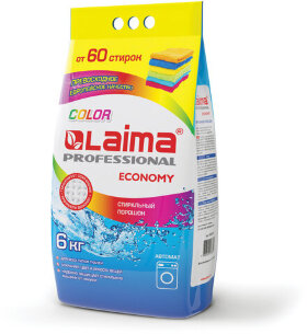 Стиральный порошок автомат 6 кг LAIMA PROFESSIONAL Color, для всех типов тканей, 605570