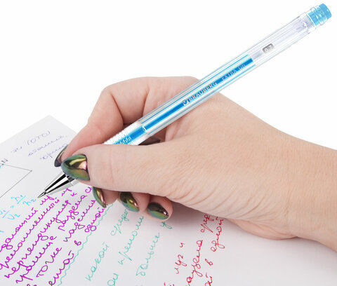 Ручки гелевые НЕОН BRAUBERG "EXTRA", НАБОР 6 ЦВЕТОВ, узел 0,7 мм, линия 0,35 мм, 143911