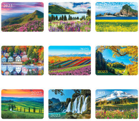 Календарь карманный на 2023 г., 70х100 мм, "Пейзажи", HATBER, Кк757481