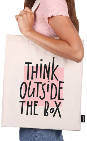 Сумка-шоппер BRAUBERG, канвас, 40х35 см, бежевый, "Think outside the box", 271898