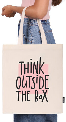 Сумка-шоппер BRAUBERG, канвас, 40х35 см, бежевый, "Think outside the box", 271898
