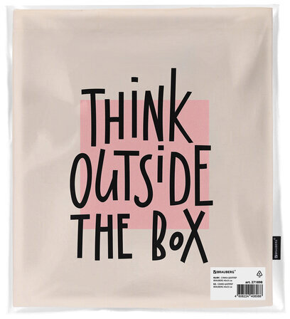 Сумка-шоппер BRAUBERG, канвас, 40х35 см, бежевый, "Think outside the box", 271898
