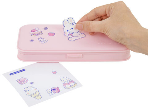 Пенал пластиковый BRAUBERG, пастельный розовый, наклейки в комплекте, 21х9х3 см, 272271