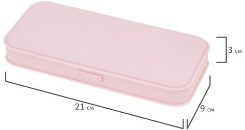 Пенал пластиковый BRAUBERG, пастельный розовый, наклейки в комплекте, 21х9х3 см, 272271