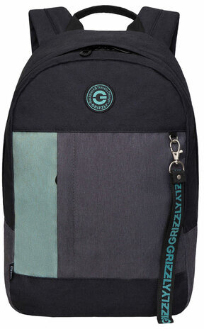Рюкзак GRIZZLY школьный, укрепленная спинка, 1 отделение, для девочек, BLACK/MINT, 37,5х24х12 см, RXL-327-3/2