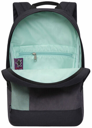 Рюкзак GRIZZLY школьный, укрепленная спинка, 1 отделение, для девочек, BLACK/MINT, 37,5х24х12 см, RXL-327-3/2