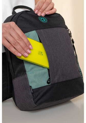 Рюкзак GRIZZLY школьный, укрепленная спинка, 1 отделение, для девочек, BLACK/MINT, 37,5х24х12 см, RXL-327-3/2