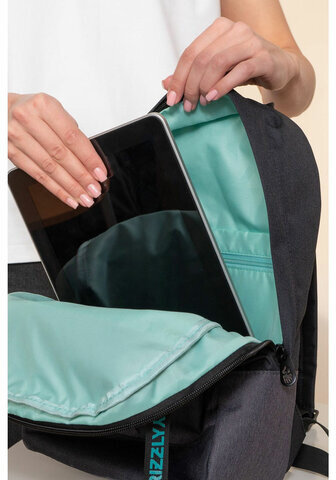 Рюкзак GRIZZLY школьный, укрепленная спинка, 1 отделение, для девочек, BLACK/MINT, 37,5х24х12 см, RXL-327-3/2