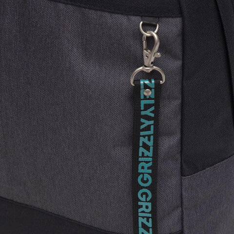 Рюкзак GRIZZLY школьный, укрепленная спинка, 1 отделение, для девочек, BLACK/MINT, 37,5х24х12 см, RXL-327-3/2