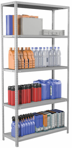 Стеллаж металлический BRABIX "MS Plus-200/40-5", 2000х1000х400 мм, 5 полок, регулируемые опоры, 291109, S241BR164502