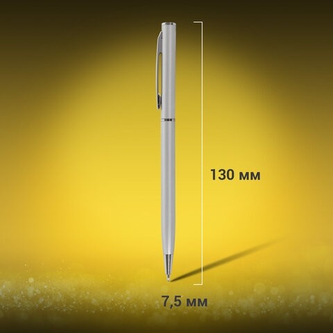 Ручка подарочная шариковая BRAUBERG "Delicate Silver", корпус серебристый, узел 1 мм, линия письма 0,7 мм, синяя, 141401