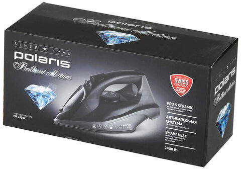 Утюг POLARIS PIR 2430K, 2400 Вт, керамическое покрытие, самоочистка, антикапля, антинакипь, черный, 57591