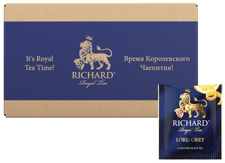 Чай RICHARD "Lord Grey", черный с бергамотом, 200 пакетиков в конвертах по 2 г, 100184