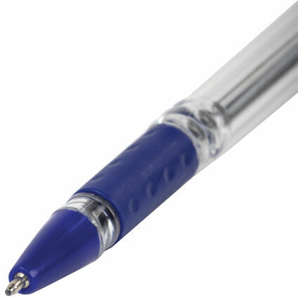 Ручка шариковая масляная с грипом STAFF "Basic OBP-11", СИНЯЯ, узел 1 мм, линия письма 0,5 мм, 143744