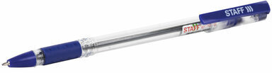 Ручка шариковая масляная с грипом STAFF "Basic OBP-11", СИНЯЯ, узел 1 мм, линия письма 0,5 мм, 143744