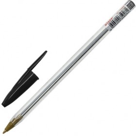 Ручка шариковая STAFF "Basic Budget BP-04", ЧЕРНАЯ, линия письма 0,5 мм, с штрихкодом, 143869