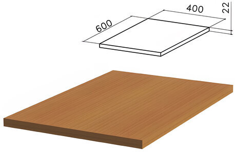 Крышка для тумбы приставной (код 640145) "Монолит", 400х600х22 мм, орех гварнери, ТМ02.3