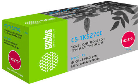 Картридж лазерный CACTUS (CS-TK5270C) для Kyocera P6230cdn/M6230cidn/M6630cidn, голубой, ресурс 6000 страниц