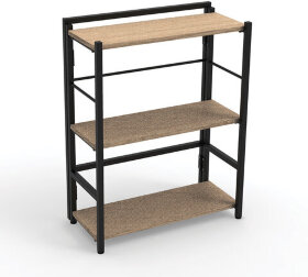 Стеллаж BRABIX &quot;Smart SH-004&quot;, 605х290х790 мм, ЛОФТ, прямой, складной, металл/ЛДСП дуб, каркас черный, 641866