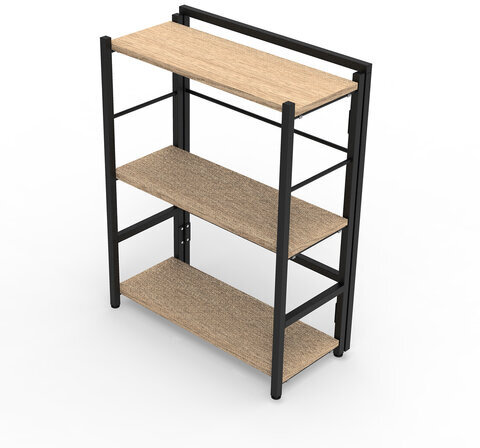 Стеллаж BRABIX "Smart SH-004", 605х290х790 мм, ЛОФТ, прямой, складной, металл/ЛДСП дуб, каркас черный, 641866