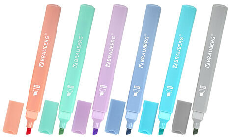 Набор текстовыделителей 6 ПАСТЕЛЬНЫХ ЦВЕТОВ, BRAUBERG "Macaroon", линия 1-5 мм, 152515