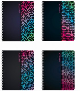 Тетрадь А5, 48 л., BRAUBERG, гребень, клетка, обложка картон, АБСТРАКЦИЯ, 403053