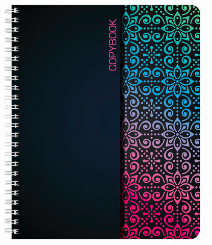 Тетрадь А5, 48 л., BRAUBERG, гребень, клетка, обложка картон, АБСТРАКЦИЯ, 403053