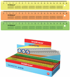 Линейка пластиковая 20 см, ERICH KRAUSE &quot;NEON&quot;, с таблицей умножения, ассорти, 57851