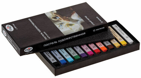 Пастель сухая художественная ГАММА "Старый Мастер", 12 цветов, базовые цвета, квадратное сечение, 2309191