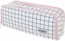 Пенал-органайзер BRAUBERG, 2 откидные планки, полиэстер, 23x9х7 см, &quot;Checkered white&quot;, 272315