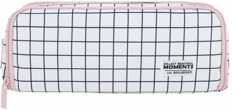 Пенал-органайзер BRAUBERG, 2 откидные планки, полиэстер, 23x9х7 см, "Checkered white", 272315
