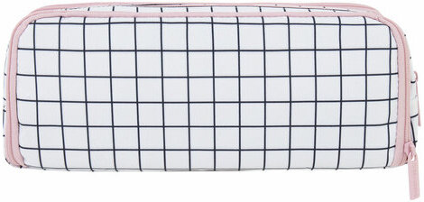 Пенал-органайзер BRAUBERG, 2 откидные планки, полиэстер, 23x9х7 см, "Checkered white", 272315