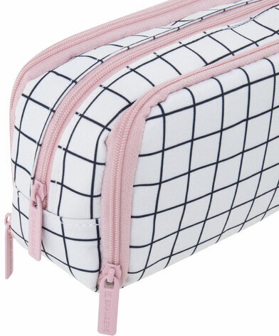 Пенал-органайзер BRAUBERG, 2 откидные планки, полиэстер, 23x9х7 см, "Checkered white", 272315