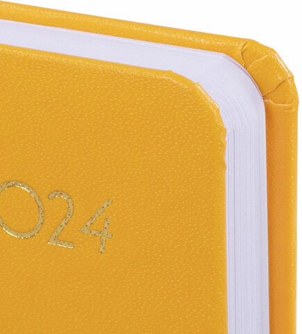 Ежедневник датированный 2024 А5 138x213 мм BRAUBERG "Select", балакрон, желтый, 114881