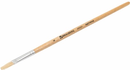 Кисть BRAUBERG, щетина, плоская, № 6, 200201