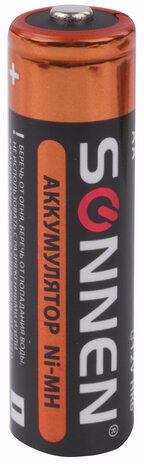 Батарейки аккумуляторные КОМПЛЕКТ 2 шт., SONNEN, АА (HR6), Ni-Mh, 2100 mAh, в блистере, 454234