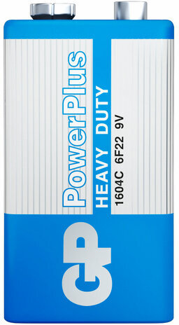 Батарейка 1 шт. GP PowerPlus, Крона (6R61, 6F22, 1604S), солевая, в плёнке, 1604CEBRA-2