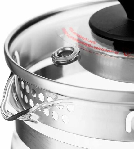 Чайник KITFORT КТ-6119, 1,7 л, 2200 Вт, закрытый нагревательный элемент, ТЕРМОРЕГУЛЯТОР, заварник, стекло, серебро