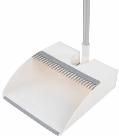Совок для мусора + щетка-телескоп, рукоятка 63-108 см, с магнитным креплением, бело-серый, DASWERK, 608950