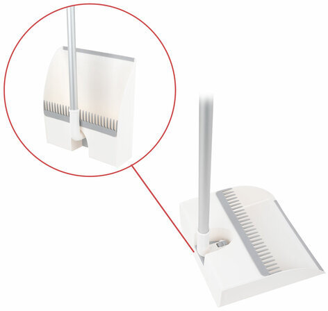 Совок для мусора + щетка-телескоп, рукоятка 63-108 см, с магнитным креплением, бело-серый, DASWERK, 608950
