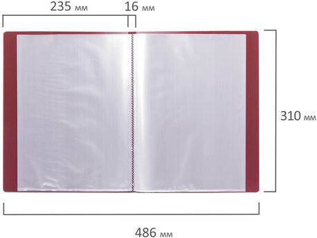 Папка 20 вкладышей BRAUBERG стандарт, красная, 0,6 мм, 221594