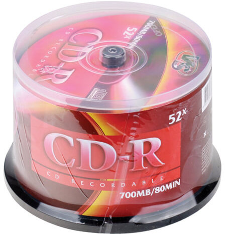 Диски CD-R VS 700Mb 52x, КОМПЛЕКТ 50 шт., Cake Box, VSCDRCB5001