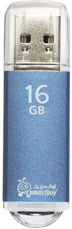 Флеш-диск 16 GB, SMARTBUY V-Cut, USB 2.0, металлический корпус, синий, SB16GBVC-B