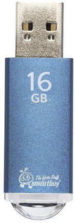 Флеш-диск 16 GB, SMARTBUY V-Cut, USB 2.0, металлический корпус, синий, SB16GBVC-B
