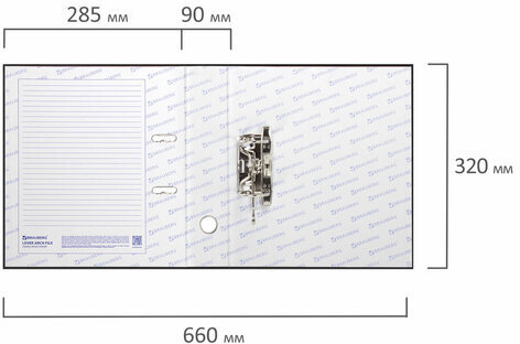 Папка-регистратор ШИРОКИЙ КОРЕШОК 90 мм с покрытием из ПВХ, черная, BRAUBERG, 271835