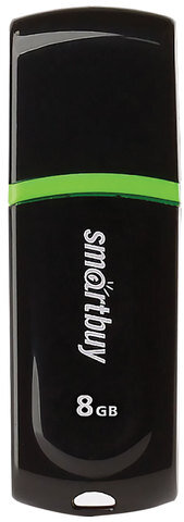 Флеш-диск 8 GB, SMARTBUY Paean, USB 2.0, черный, SB8GBPN-K