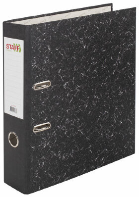 Папка-регистратор STAFF &quot;EVERYDAY&quot; с мраморным покрытием, 70 мм, без уголка, черный корешок, 224616