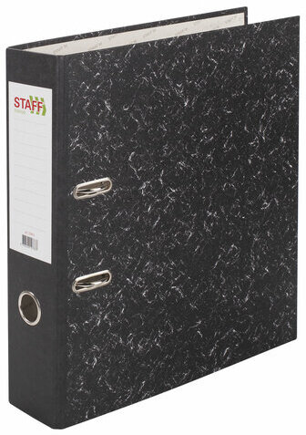 Папка-регистратор STAFF "EVERYDAY" с мраморным покрытием, 70 мм, без уголка, черный корешок, 224616
