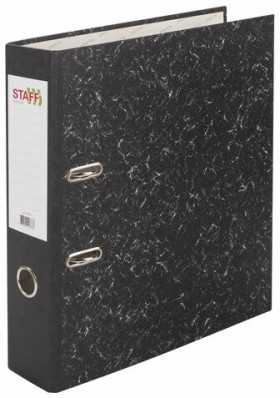 Папка-регистратор STAFF "EVERYDAY" с мраморным покрытием, 70 мм, без уголка, черный корешок, 224616