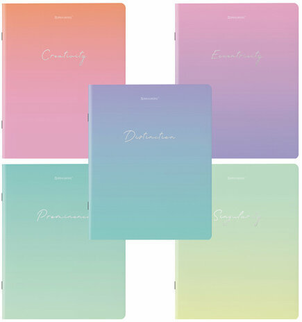 Тетради КОМПЛЕКТ 5 шт. А5, 48 л., BRAUBERG скоба, клетка, SoftTouch, фольга, "Inspiration", 404399